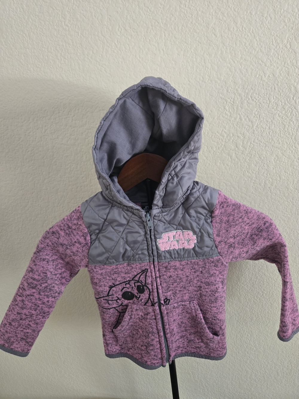 Star Wars Kids Hooded Zip Jacket in Pink and Gray. Suze 4T